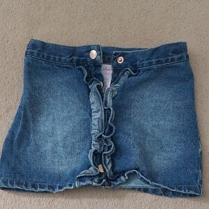 Denim Ruffle Mini Skirt